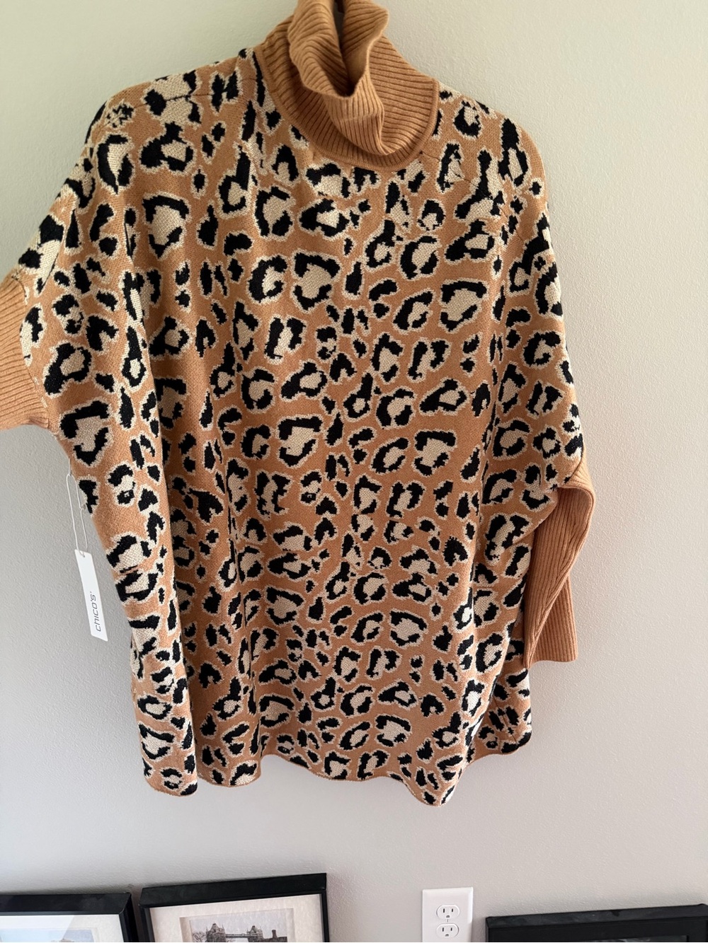 Chico's Leopard Print Turtleneck Sweater - Camel/Black/Cream